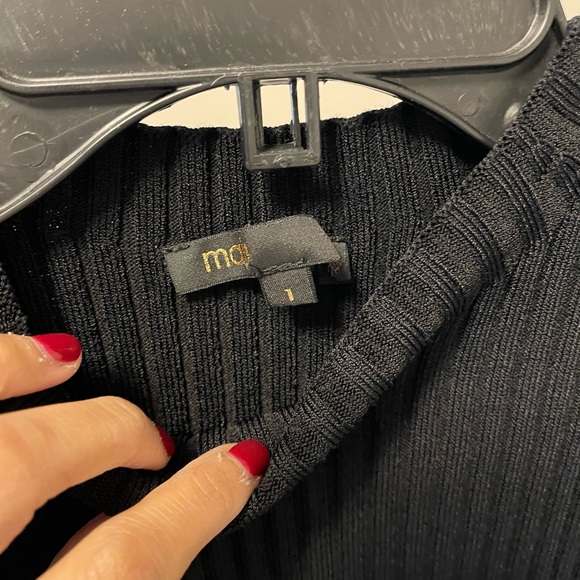 ❌SOLD❌ Maje - Manu cut out shoulder ribbed knit top. In size small. Gently worn. - Picture 4 of 5